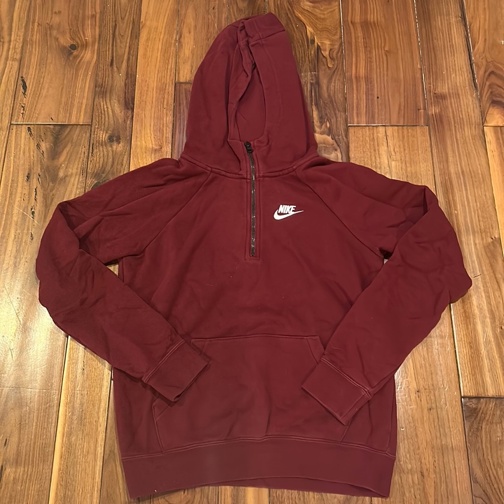 Nike quarter zip hoodie in maroon